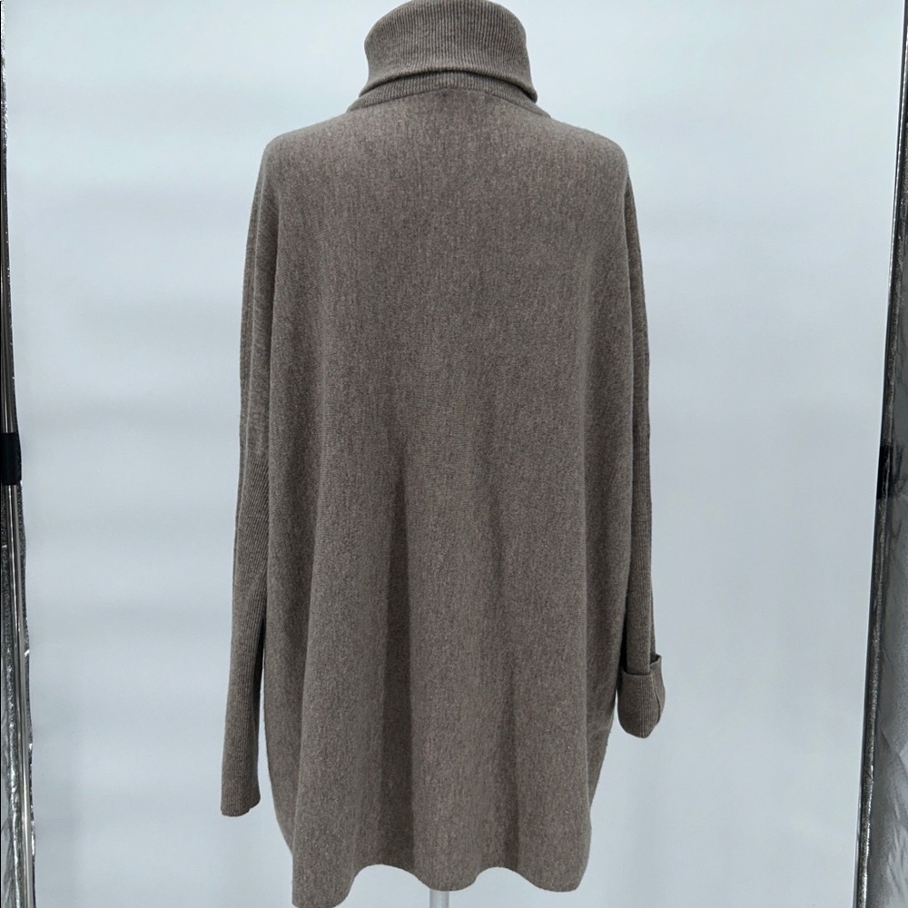 Garnet Hill Wool Cashmere Turtleneck Sweater Dress Taupe Size 8 - Picture 6 of 12